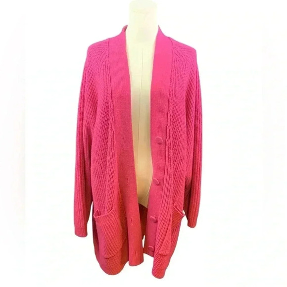 Mainstreet‎ Blues Comfy Pink Cardigan with Big Buttons and Pockets - Picture 1 of 2